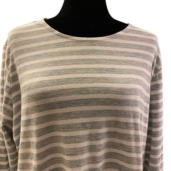 J. Jill Gray and White Striped Pure Jill Shirttail Long Sleeve Tee Sz 2X - Picture 2 of 13
